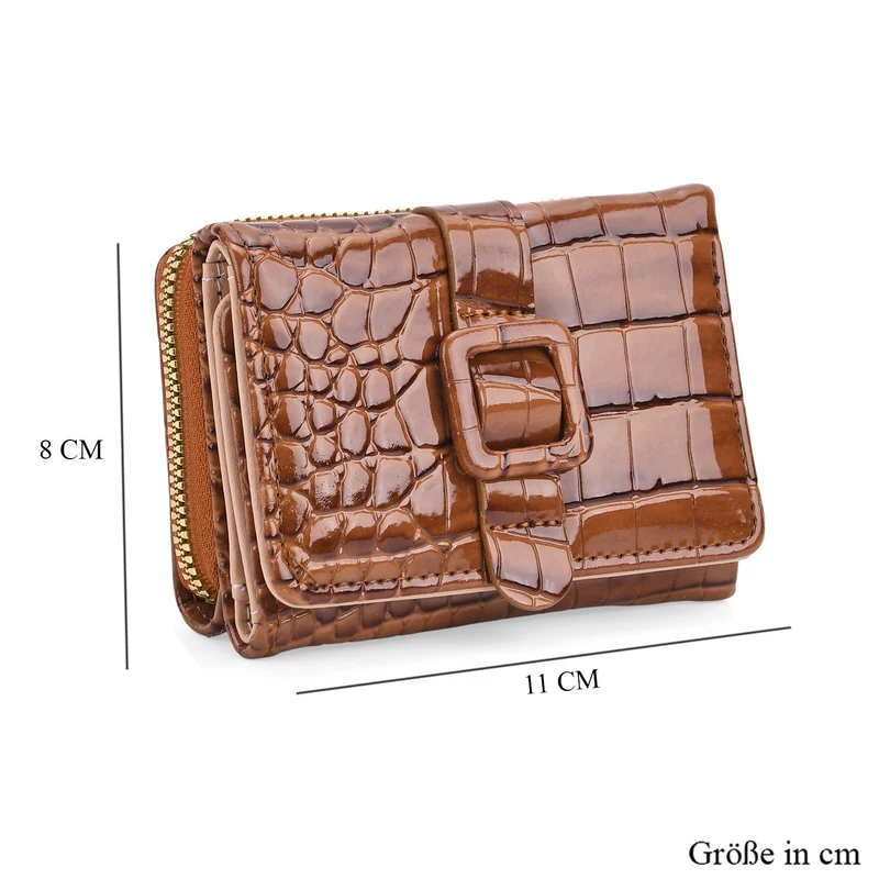 Stilvolle Geldbörse mit Krokodilprägung und RFID-Schutz, 11x8 cm, Grün