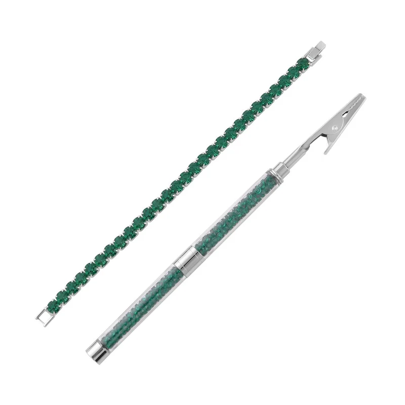 Neongrüner Kristall Schmuckset Reines Messing