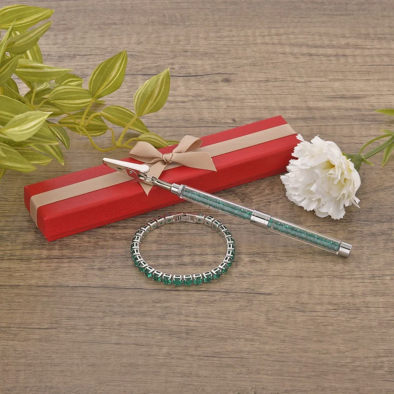 Neongrüner Kristall Schmuckset Reines Messing