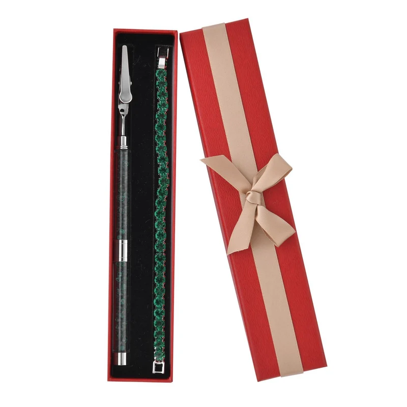 Neongrüner Kristall Schmuckset Reines Messing