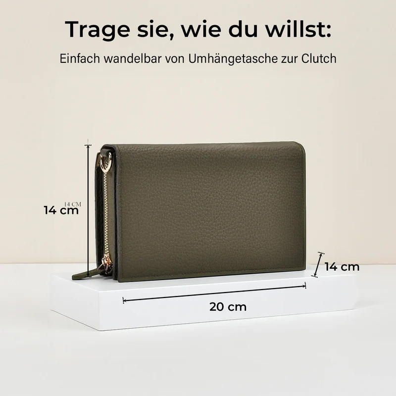 Crossbody-Tasche mit Überschlag und modischem Gliederriemen, RFID-Schutz, ca. 20x4x14 cm , Grün