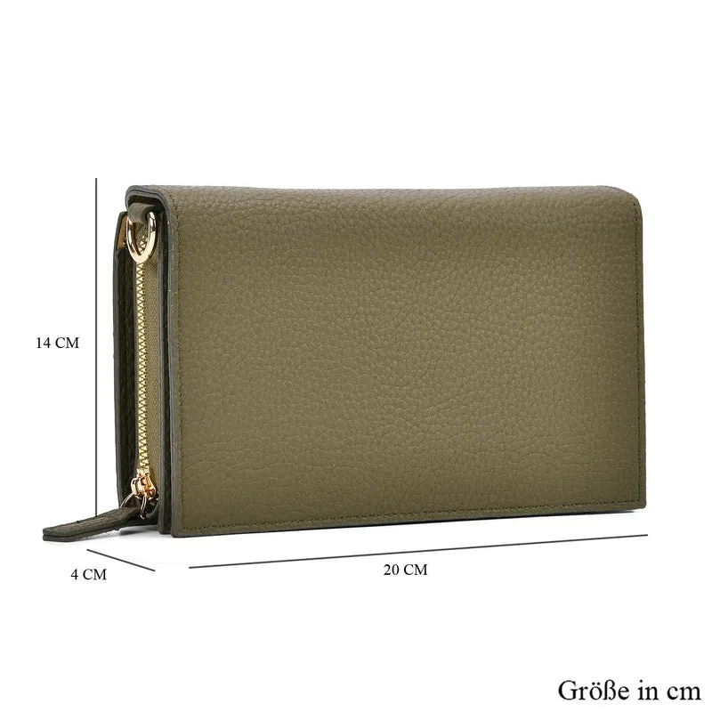 Crossbody-Tasche mit Überschlag und modischem Gliederriemen, RFID-Schutz, ca. 20x4x14 cm , Grün