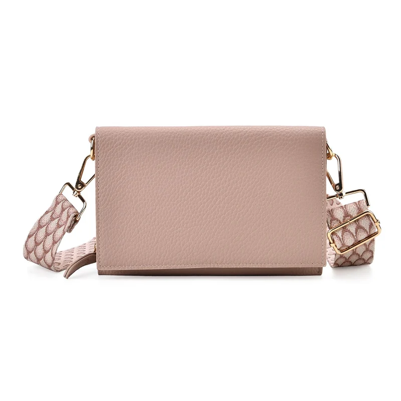 Crossbody-Tasche mit Überschlag und modischem Gliederriemen, RFID-Schutz, ca. 20x4x14 cm , Grün