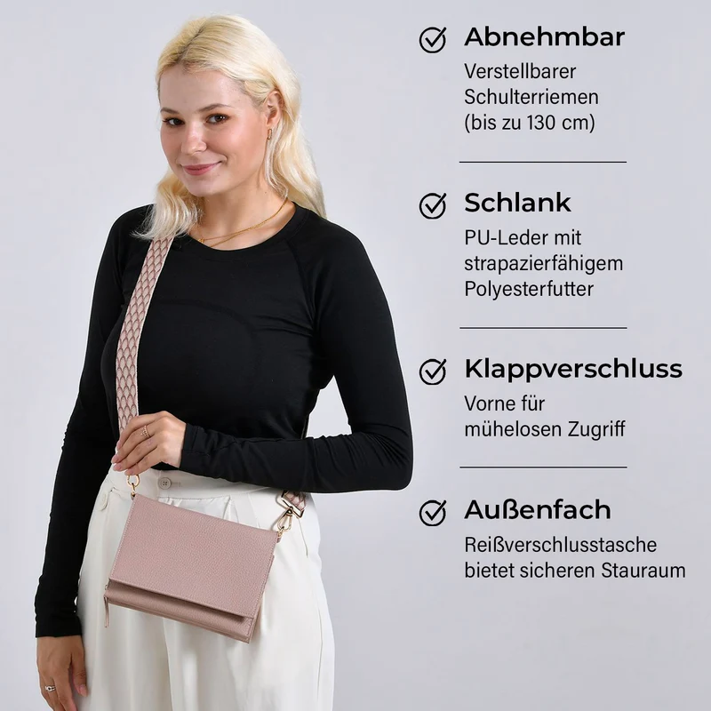 Crossbody-Tasche mit Überschlag und modischem Gliederriemen, RFID-Schutz, ca. 20x4x14 cm , Grün