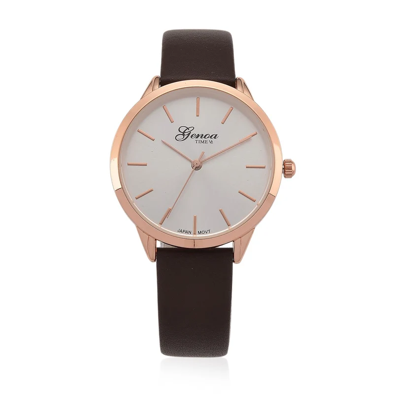GENOA TIME - Armbanduhr Legierung, silberfarben, Zifferblatt Weiß-Sunshine, 3 ATM wasserdicht