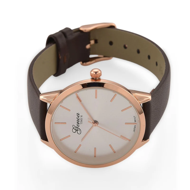 GENOA TIME - Armbanduhr Legierung, silberfarben, Zifferblatt Weiß-Sunshine, 3 ATM wasserdicht