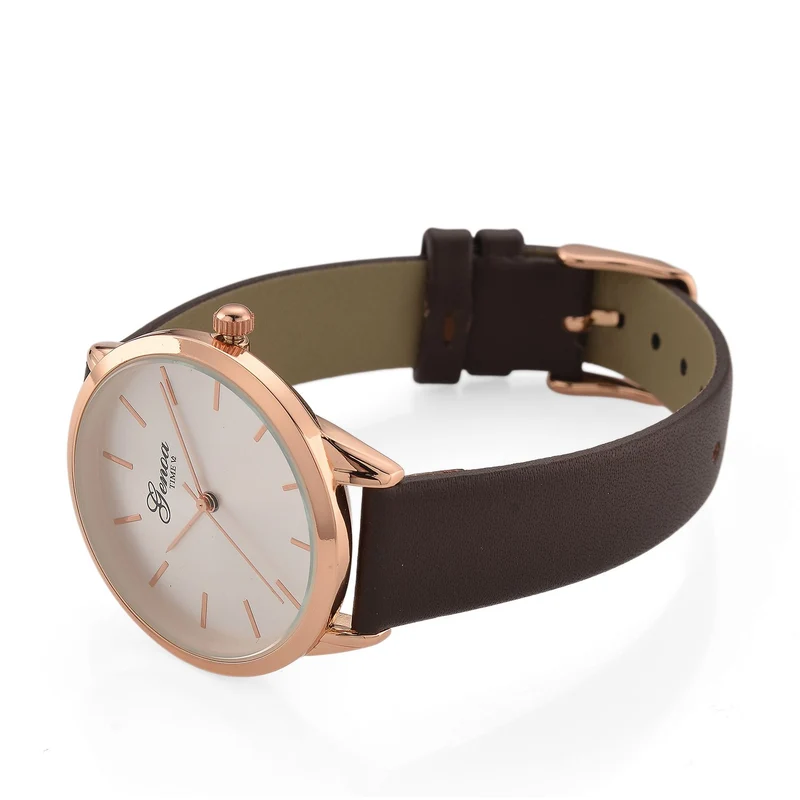 GENOA TIME - Armbanduhr Legierung, silberfarben, Zifferblatt Weiß-Sunshine, 3 ATM wasserdicht