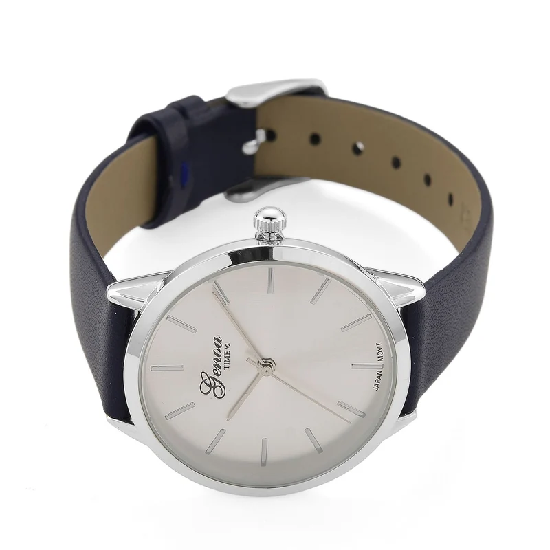 GENOA TIME - Armbanduhr Legierung, silberfarben, Zifferblatt Weiß-Sunshine, 3 ATM wasserdicht