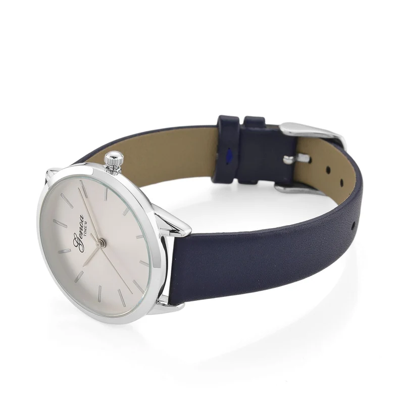 GENOA TIME - Armbanduhr Legierung, silberfarben, Zifferblatt Weiß-Sunshine, 3 ATM wasserdicht