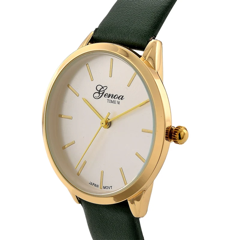 GENOA TIME - Armbanduhr Legierung, silberfarben, Zifferblatt Weiß-Sunshine, 3 ATM wasserdicht