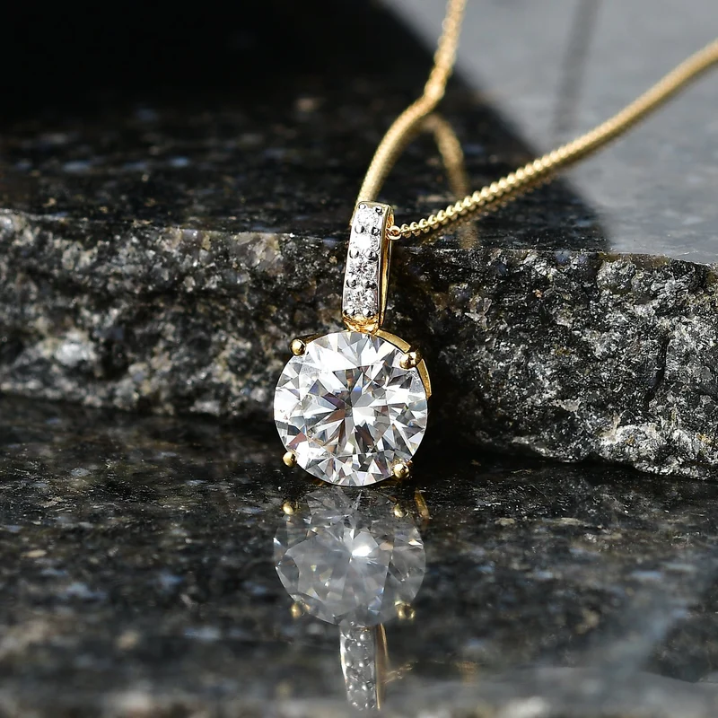 D'Joy Moissanit Schmuckset ca. 50 cm 925 Silber 750 Gelbgold vermeil ca. 5.02 ct