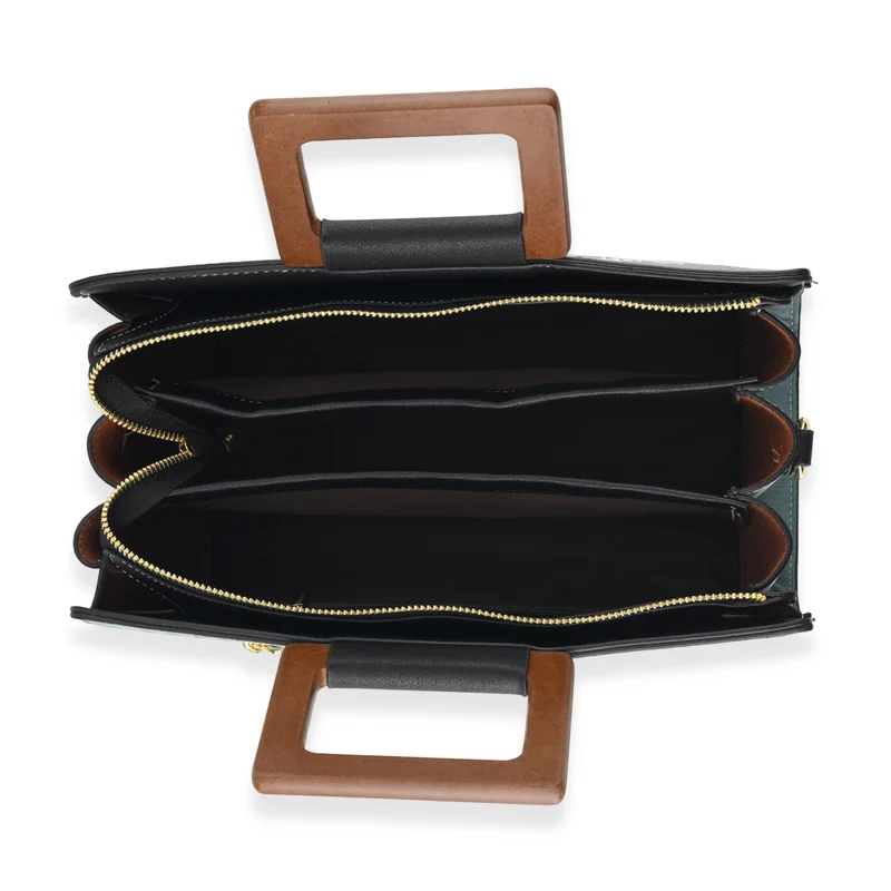 Florale Kunstprint Clutch-Crossbody-Tasche, 30 x 13 x 19 cm, Petrol