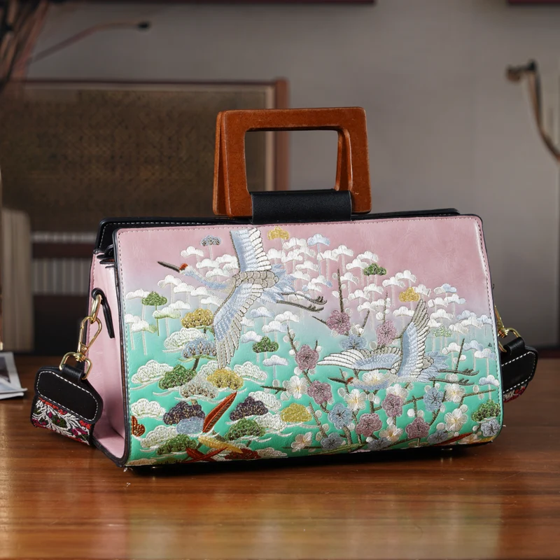 Florale Kunstprint Clutch-Crossbody-Tasche, 30 x 13 x 19 cm, Petrol