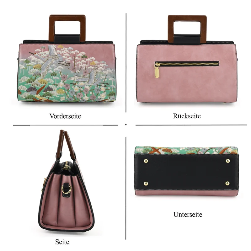 Florale Kunstprint Clutch-Crossbody-Tasche, 30 x 13 x 19 cm, Petrol