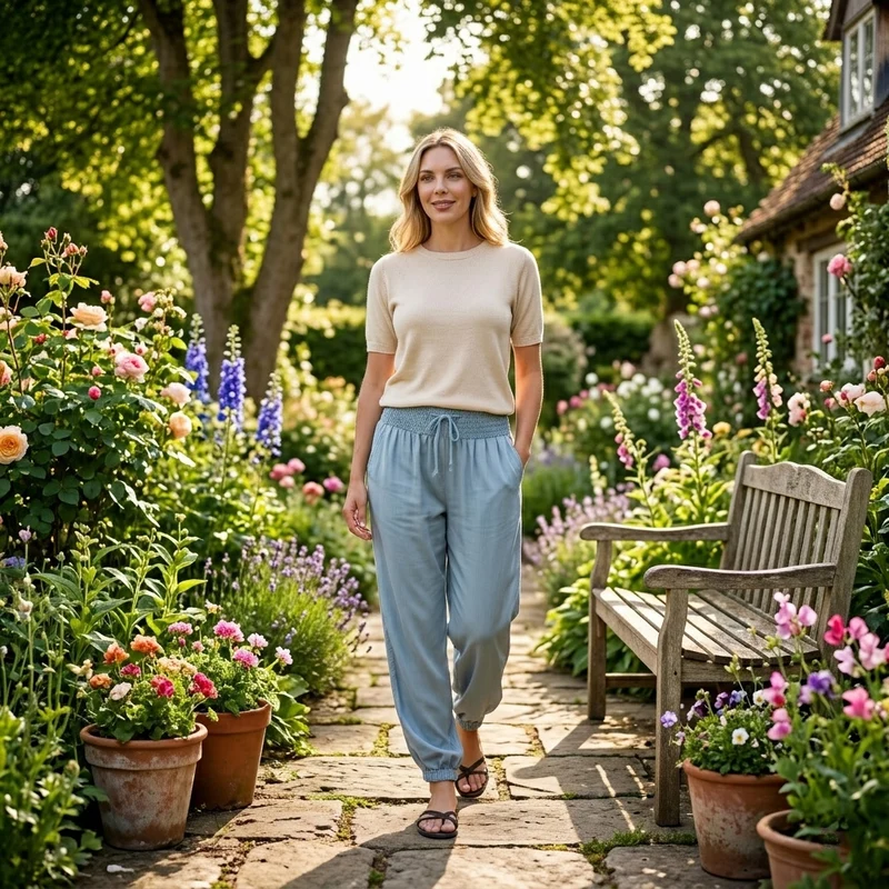 LA MAREY Jersey Komforthose mit Smokbund, Einheitsgröße, Blau