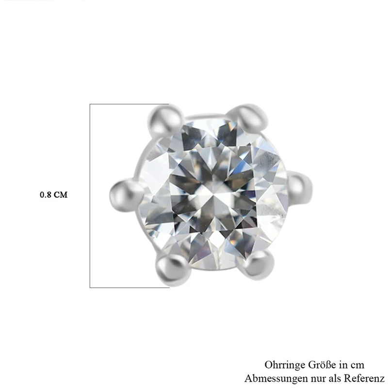 Moissanit Ohrringe 925 Silber 750 Gelbgold Vermeil ca. 0.43 ct