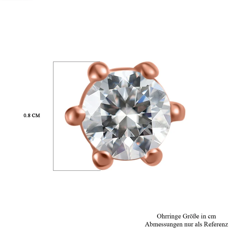 Moissanit Ohrringe 925 Silber 750 Gelbgold Vermeil ca. 0.43 ct