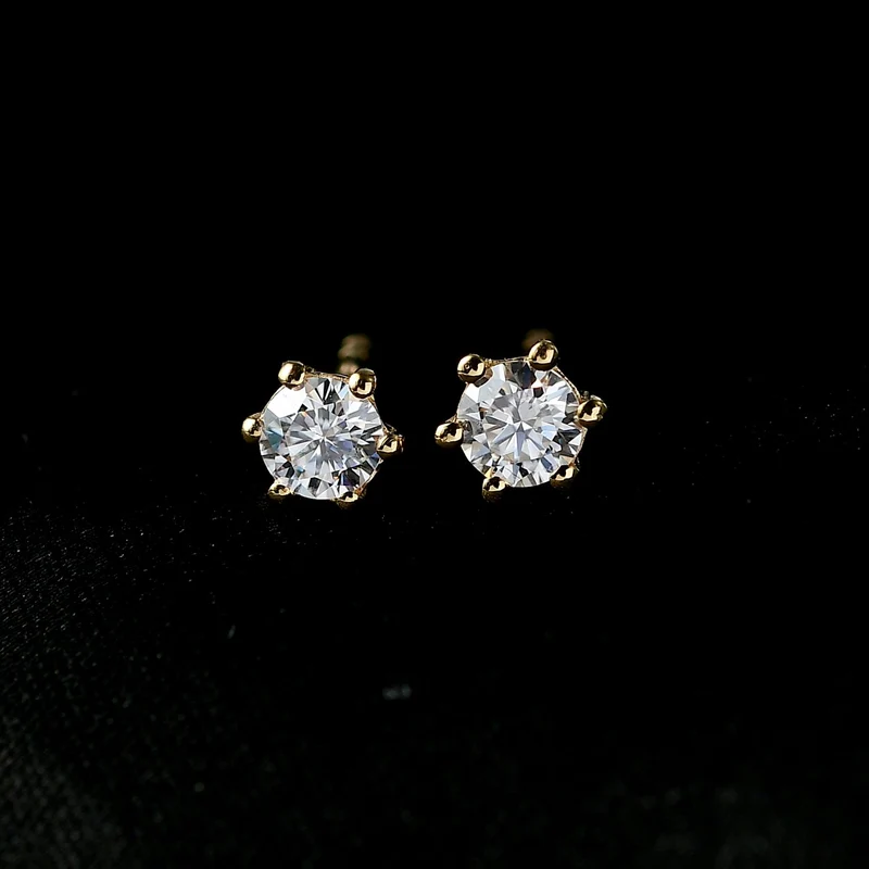 Moissanit Ohrringe 925 Silber 750 Gelbgold Vermeil ca. 0.43 ct
