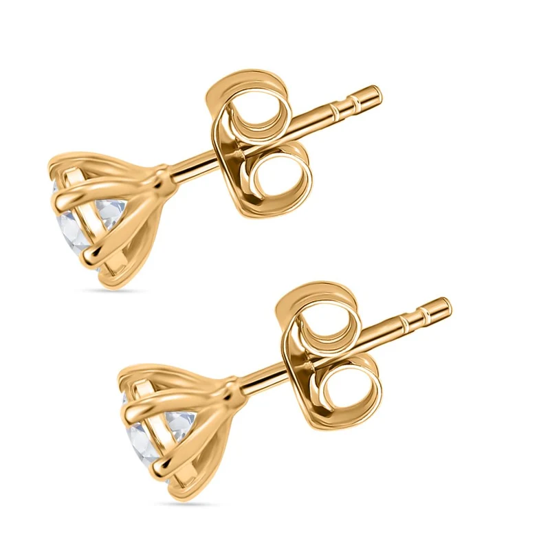 Moissanit Ohrringe 925 Silber 750 Gelbgold Vermeil ca. 0.43 ct
