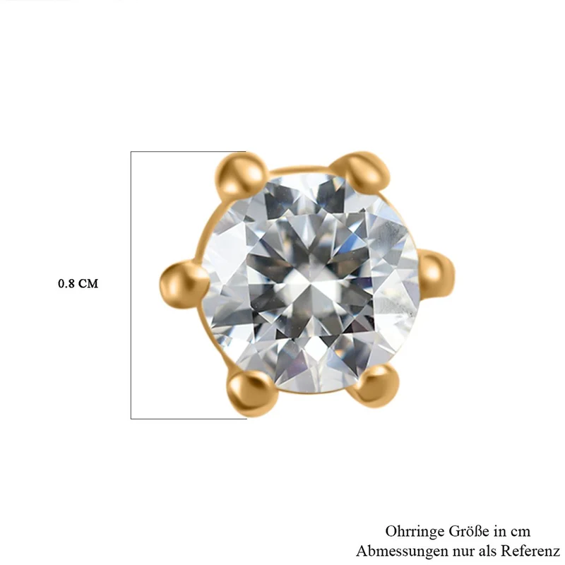 Moissanit Ohrringe 925 Silber 750 Gelbgold Vermeil ca. 0.43 ct