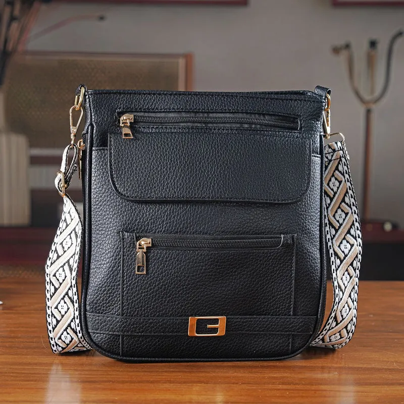 Crossbody-Tasche mit gewebtem Schulterriemen und Reißverschlussfächern, 24x28 cm, Tomatenrot