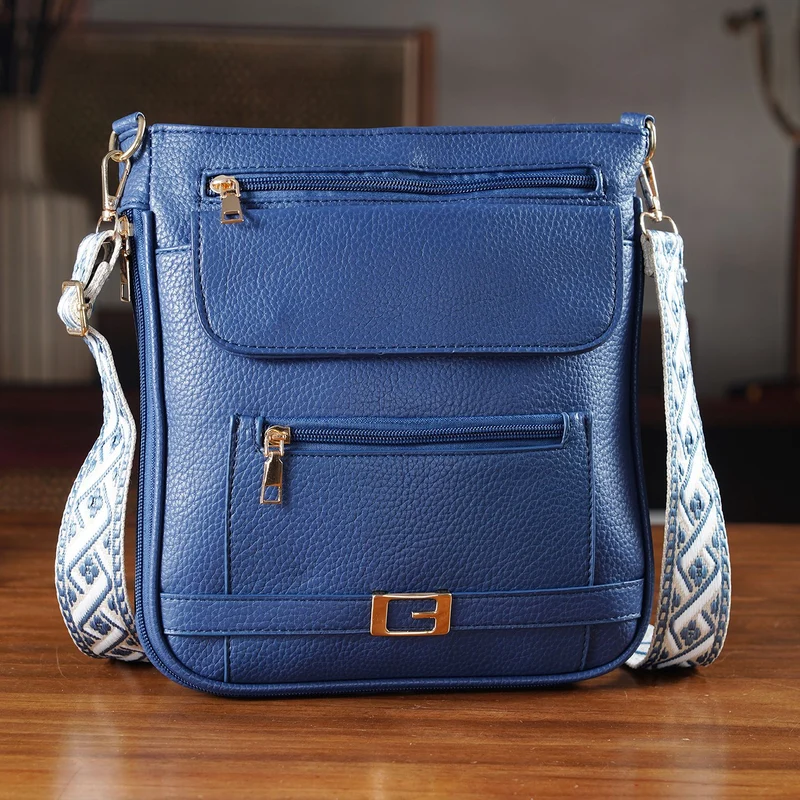 Crossbody-Tasche mit gewebtem Schulterriemen und Reißverschlussfächern, 24x28 cm, Tomatenrot