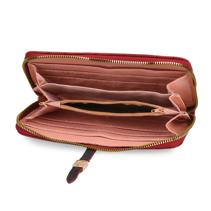 2-teiliges Geldbörsen-Set im Krokoprägungs-Design, Lange Geldbörse 20x10x3 cm und Bifold-Geldbörse 12x9x3,5 cm, Schwarz
