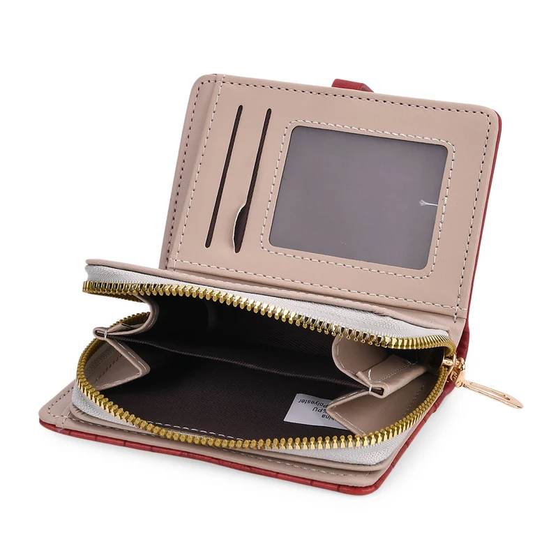 2-teiliges Geldbörsen-Set im Krokoprägungs-Design, Lange Geldbörse 20x10x3 cm und Bifold-Geldbörse 12x9x3,5 cm, Schwarz