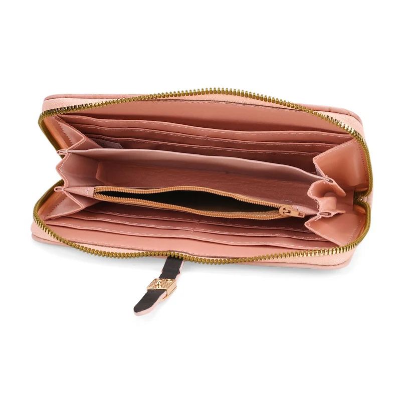 2-teiliges Geldbörsen-Set im Krokoprägungs-Design, Lange Geldbörse 20x10x3 cm und Bifold-Geldbörse 12x9x3,5 cm, Schwarz