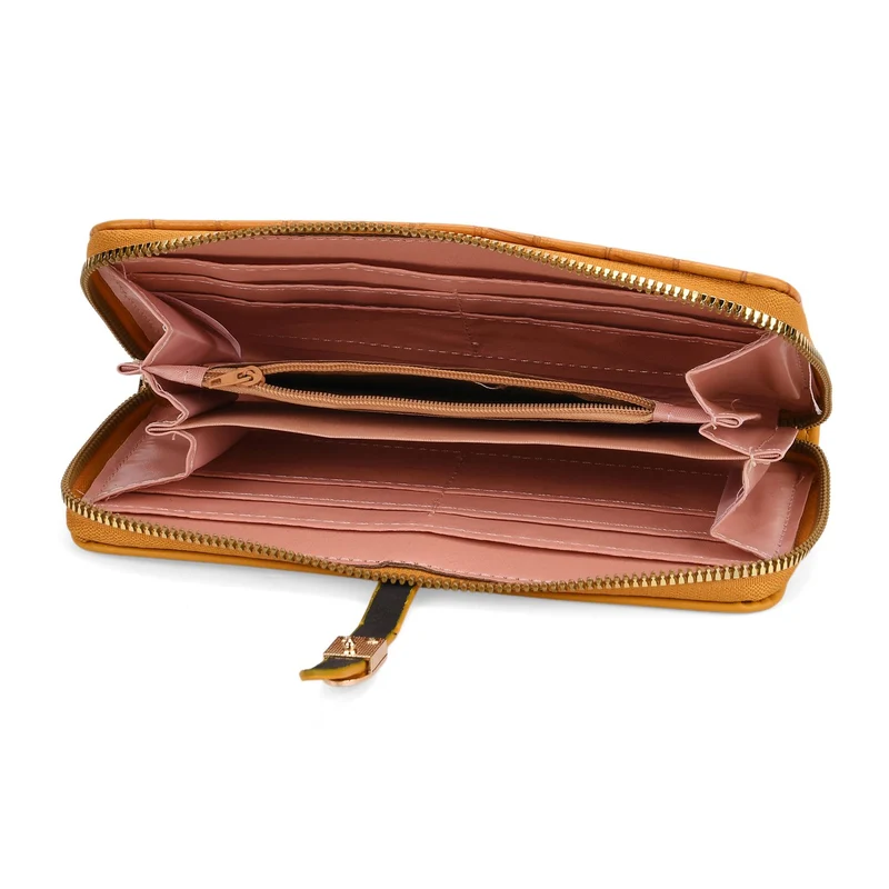 2-teiliges Geldbörsen-Set im Krokoprägungs-Design, Lange Geldbörse 20x10x3 cm und Bifold-Geldbörse 12x9x3,5 cm, Schwarz