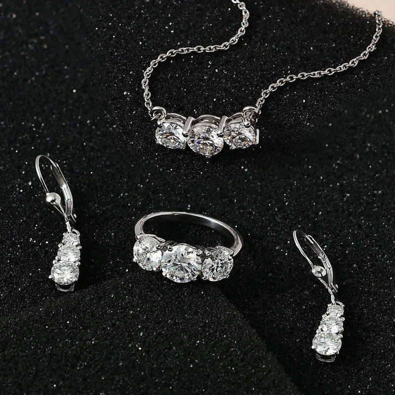 EF Moissanit Schmuckset 925 Silber platiniert ca. 7,19 ct.
