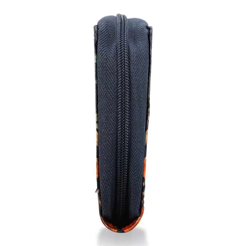 Handbemalte Leder Geldbörse RFID, Tan, 22.8 x 2.5 x 12.7 cm