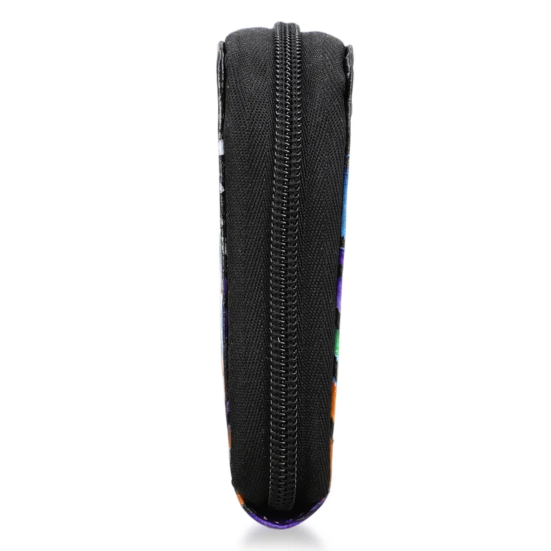 Handbemalte Leder Geldbörse RFID, Tan, 22.8 x 2.5 x 12.7 cm