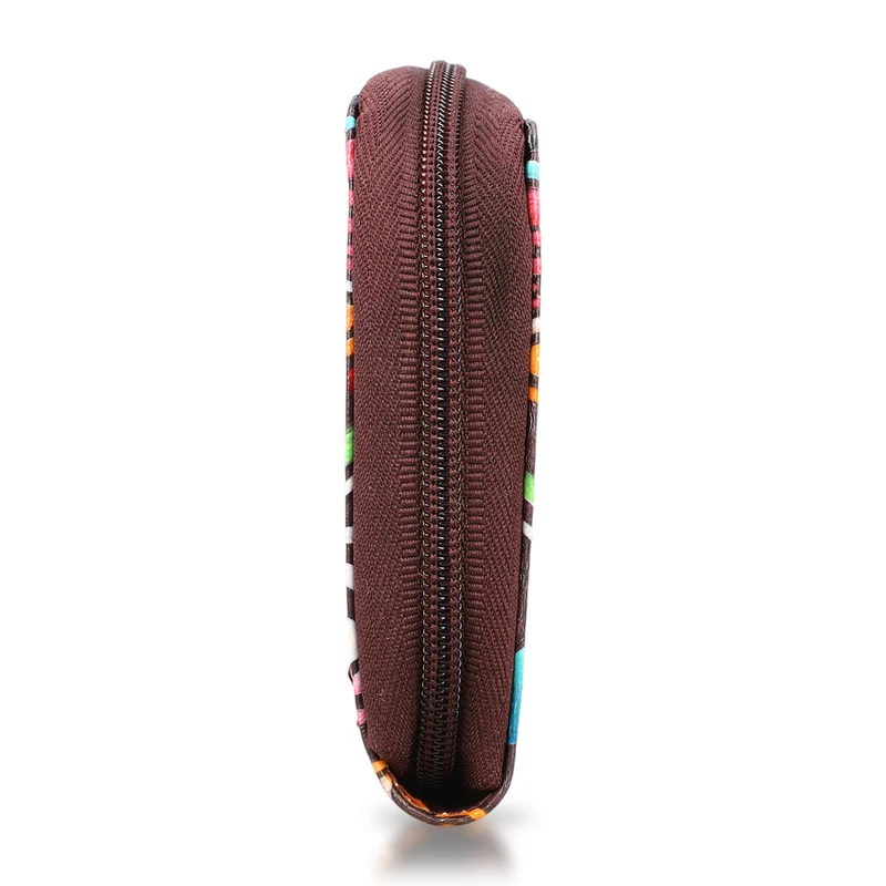 Handbemalte Leder Geldbörse RFID, Tan, 22.8 x 2.5 x 12.7 cm