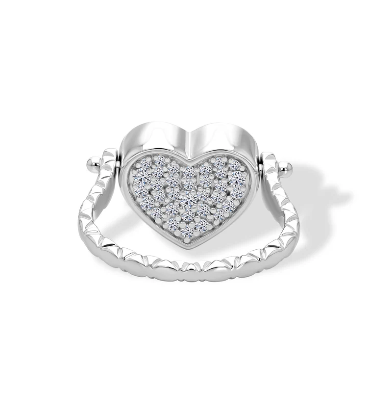 LUXURIANT DIAMOND - Lab Grown Blauer Diamant SI, Lab Grown Diamant Herz-Schmuckset, Ring und Anhänger, ca. 50 cm 925 Silber Rhodiniert (Größe 21.00) ca. 1.03 ct