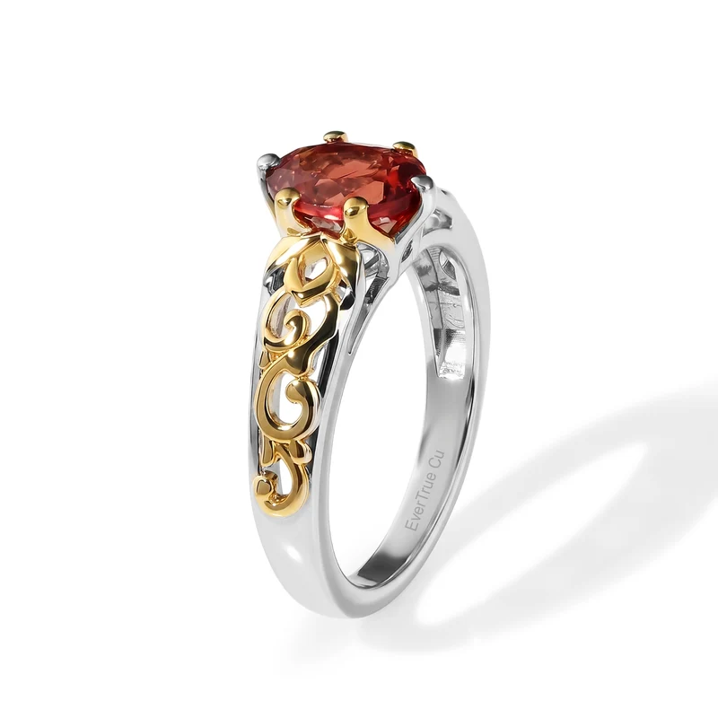 3er Set - EVER TRUE Lab Grown Padparadscha-Saphir Anhänger mit Kette, Ring und Ohrringe, ca. 50 cm (Größe 18.00) ca. 4,88 ct.