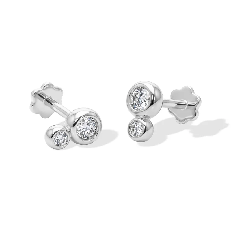 LUXURIANT 0,25 ct. SI-GH Labor Diamant Ohrringe mit pieksfreiem Verschluss, 925 Silber rhodiniert