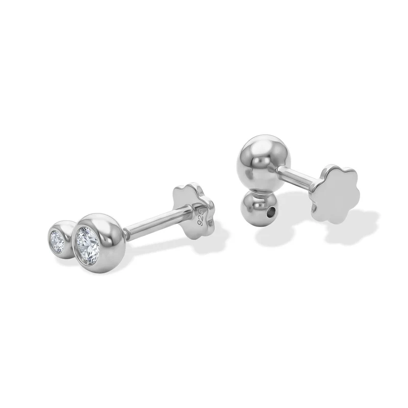 LUXURIANT 0,25 ct. SI-GH Labor Diamant Ohrringe mit pieksfreiem Verschluss, 925 Silber rhodiniert