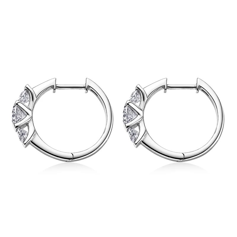 D'Joy Moissanit Ohrringe 925 Silber Platiniert ca. 1.86 ct
