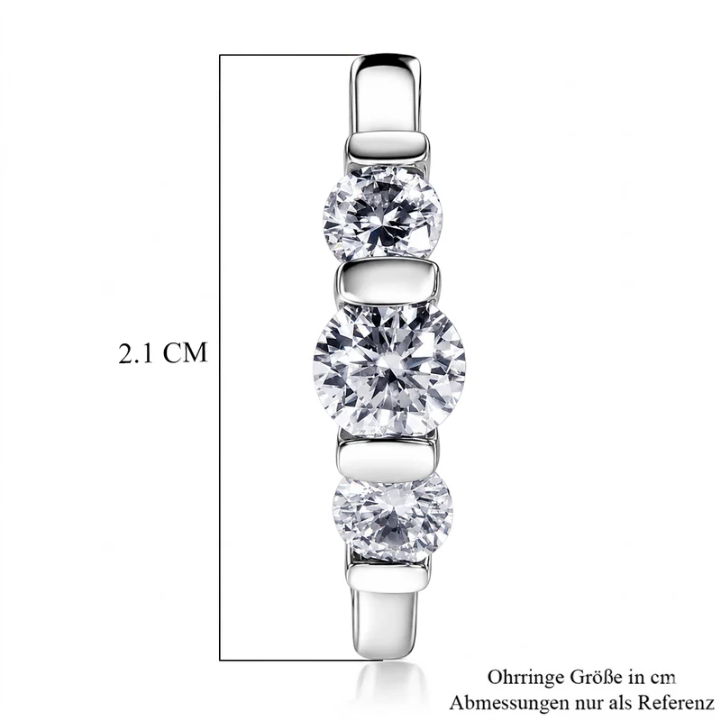 D'Joy Moissanit Ohrringe 925 Silber Platiniert ca. 1.86 ct