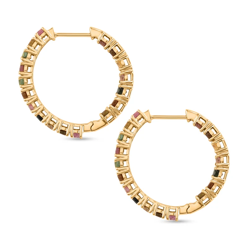 D'Joy AA Mehrfarbieg-Turmalin Ohrringe 925 Silber 750 Gelbgold vermeil ca. 4.28 ct
