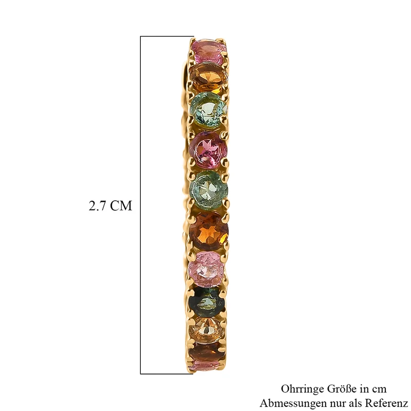D'Joy AA Mehrfarbieg-Turmalin Ohrringe 925 Silber 750 Gelbgold vermeil ca. 4.28 ct