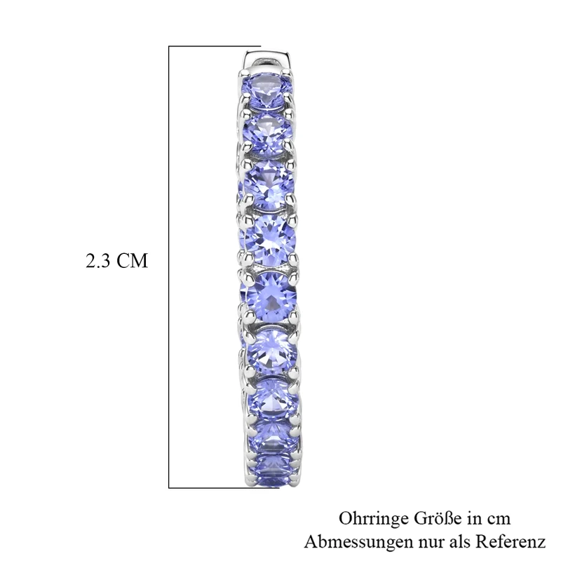 D'Joy Tansanit Ohrringe 925 Silber Rhodiniert ca. 3,96 ct.