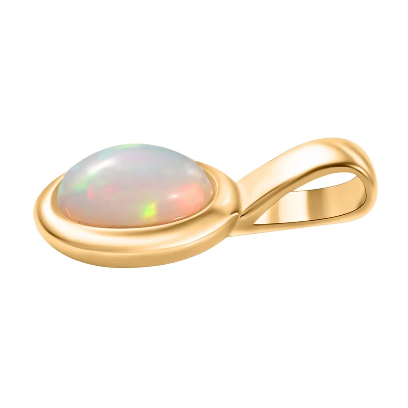 3er Set- AA Natürlicher, äthiopischer Welo Opal Anhänger, Ring und Ohrringe, 925 Silber 750 Gelbgold Vermeil ca. 1.61 ct