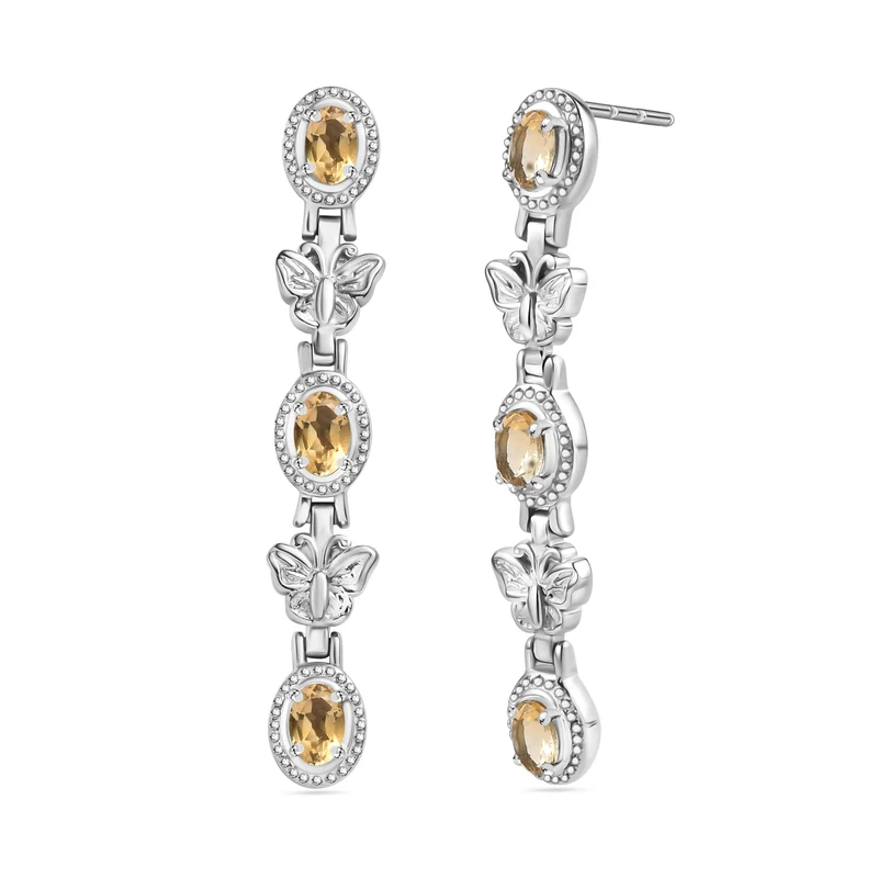 Citrin Ohrringe Edelstahl ca. 2.91 ct