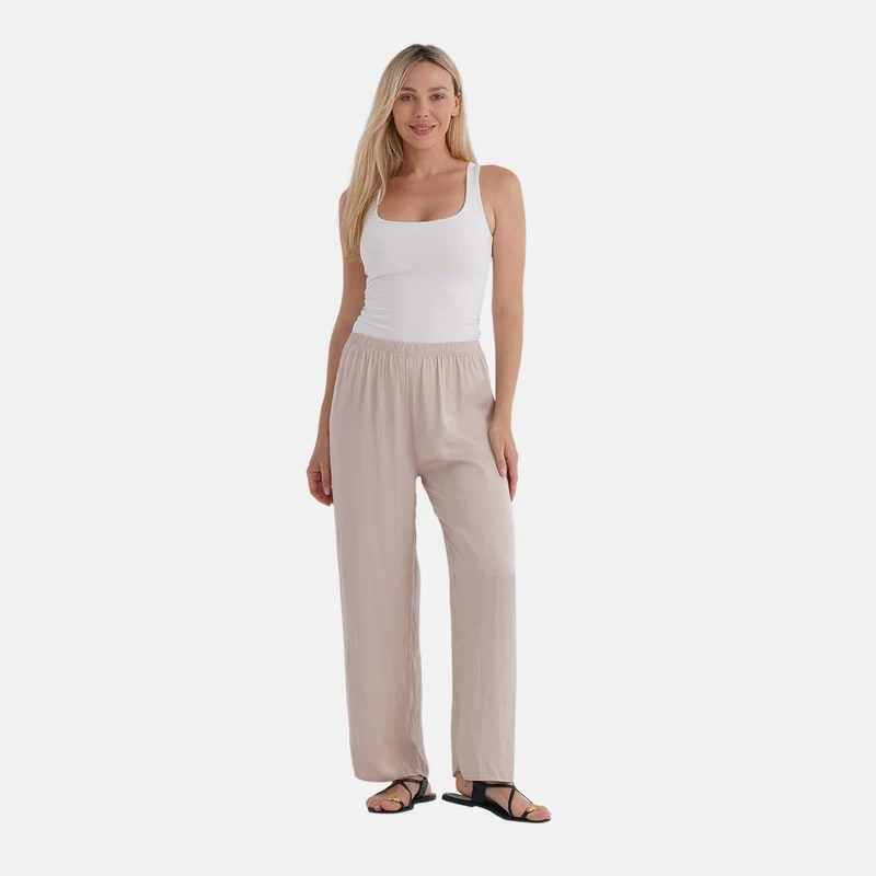 Trendige Palazzo-Hose aus 100% Polyester, Einheitsgröße, Beige
