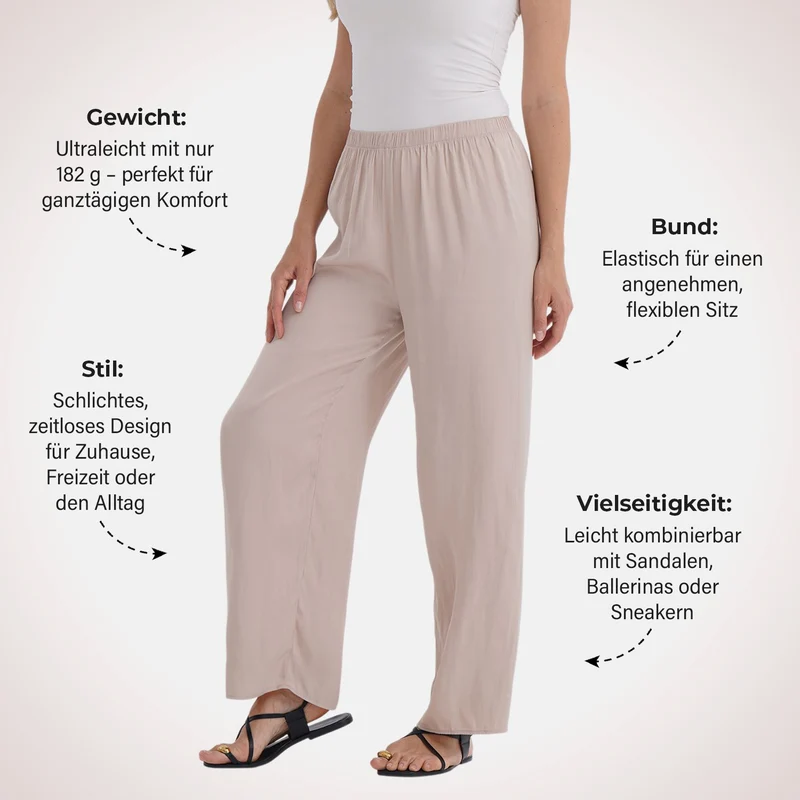 Trendige Palazzo-Hose aus 100% Polyester, Einheitsgröße, Beige