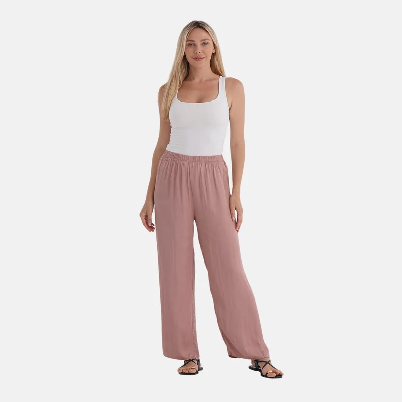 Trendige Palazzo-Hose aus 100% Polyester, Einheitsgröße, Beige