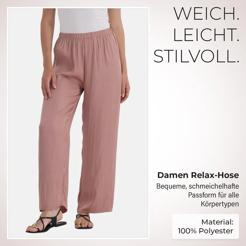 Trendige Palazzo-Hose aus 100% Polyester, Einheitsgröße, Beige