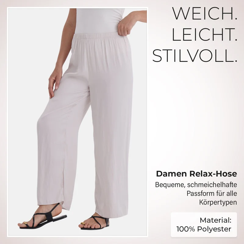 Trendige Palazzo-Hose aus 100% Polyester, Einheitsgröße, Beige